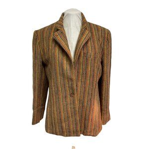 Vintage Liz Claiborne Multi-Color Striped Tweed Blazer Size 14